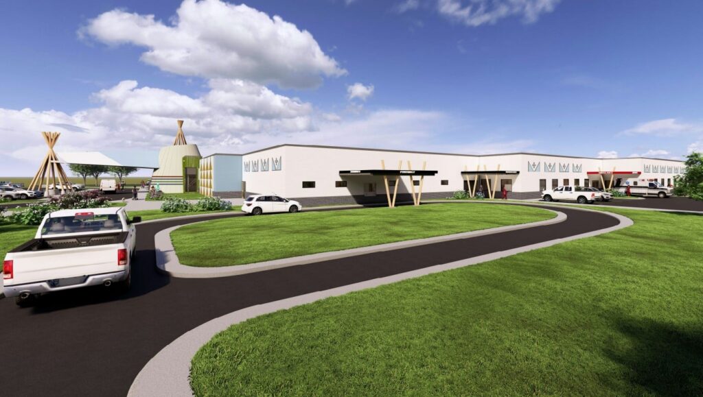 A rendering of the new SLHC's drive-through pharmacy.