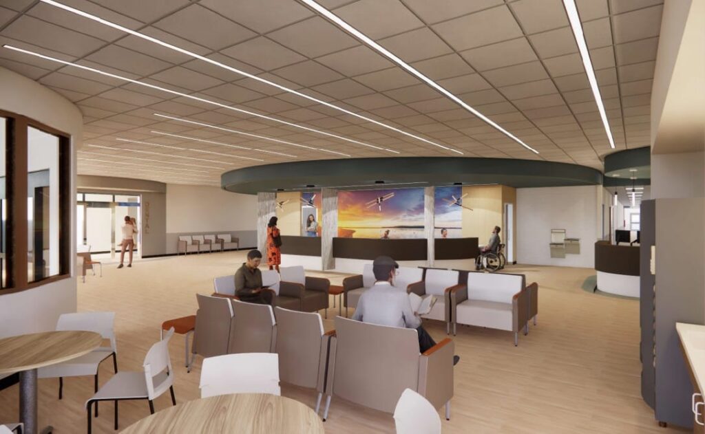 A rendering of the new SLHC's Reception area.